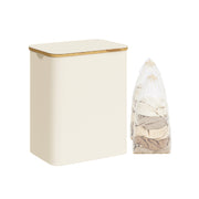 130L Two Section Laundry Basket with Lid Cream White Spacious and Stylish by Songmics