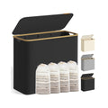 Black 200L Songmics laundry basket with lid closed, lifestyle shot
