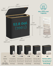 Faux leather handle tab on laundry basket lid