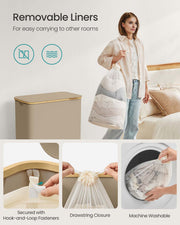 Large 150L Camel Brown Laundry Basket with Lid for Organised Storage by Songmics