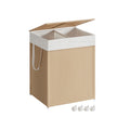 100L Laundry Basket with 2 Compartments in Natural Beige and Matte White by Songmics Home