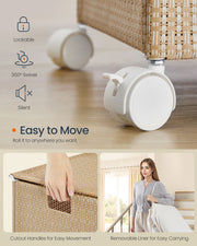 100L Laundry Basket with 2 Compartments in Natural Beige and Matte White by Songmics Home