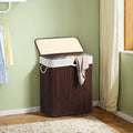 Bamboo Laundry Basket with Two Compartments and Removable Liner Bag by Songmics