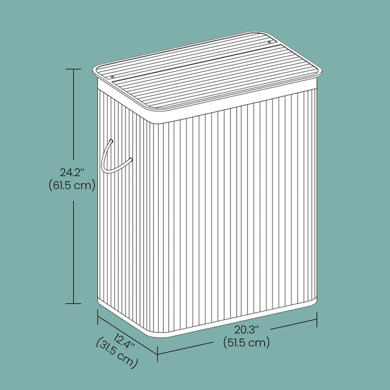 Bamboo Laundry Basket with Two Compartments and Removable Liner Bag by Songmics
