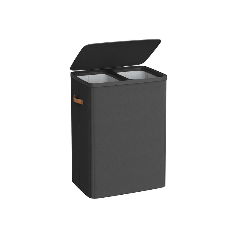 Dual Compartment Laundry Basket with Removable Liners for Sorting and Storage by Songmics