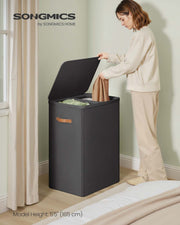 Dual Compartment Laundry Basket with Removable Liners for Sorting and Storage by Songmics