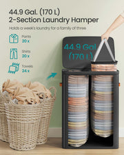 Dual Compartment Laundry Basket with Removable Liners for Sorting and Storage by Songmics