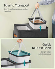 Dual Compartment Laundry Basket with Removable Liners for Sorting and Storage by Songmics