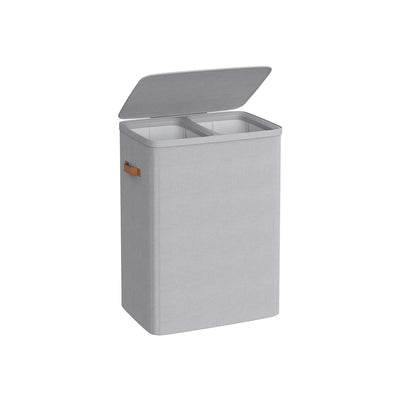 Dual Compartment Laundry Basket with Removable Liners for Easy Sorting by Songmics