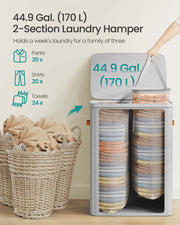 Dual Compartment Laundry Basket with Removable Liners for Easy Sorting by Songmics