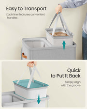 Dual Compartment Laundry Basket with Removable Liners for Easy Sorting by Songmics