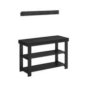 Black Coat Rack and Three Tier Bamboo Shoe Bench Set for Hallway or Entryway by Songmics
