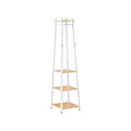 Vasagle Pyramid Shape Coat Stand With Shelves, White Metal Frame With Oak Shelves and Accents