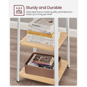 Vasagle Pyramid Shape Coat Stand With Shelves, White Metal Frame With Oak Shelves and Accents