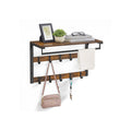 Rustic Brown Wall Mounted Coat Rack with Shelf and 10 Hooks for Entryway Storage by Vasagle