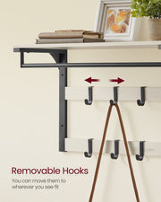 Wall Mounted Coat Rack with 10 Hooks Rustic White and Black Finish by Vasagle