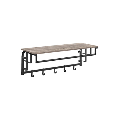 Wall Mounted Coat Rack with 5 Hooks in Greige and Black for Entryway Storage by Vasagle