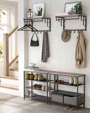 Wall Mounted Coat Rack with 5 Hooks in Greige and Black for Entryway Storage by Vasagle