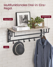 Wall Mounted Coat Rack with 5 Hooks in Greige and Black for Entryway Storage by Vasagle