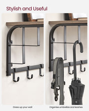 Wall Mounted Coat Rack with 5 Hooks in Greige and Black for Entryway Storage by Vasagle