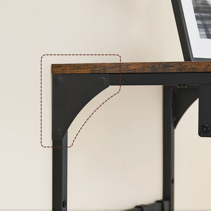 Rustic Wall Coat Rack with 8 Hooks and Storage Shelf in Brown and Black by Vasagle