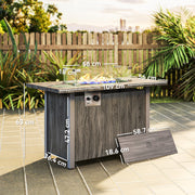 Dark Grey Gas Fire Pit Table 50000 BTU with Glass Screen and Cover for Garden by Outsunny