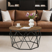 Round Coffee Table with Storage Shelf for Living Room or Bedroom by Vasagle