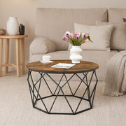 Round Coffee Table with Storage Shelf for Living Room or Bedroom by Vasagle