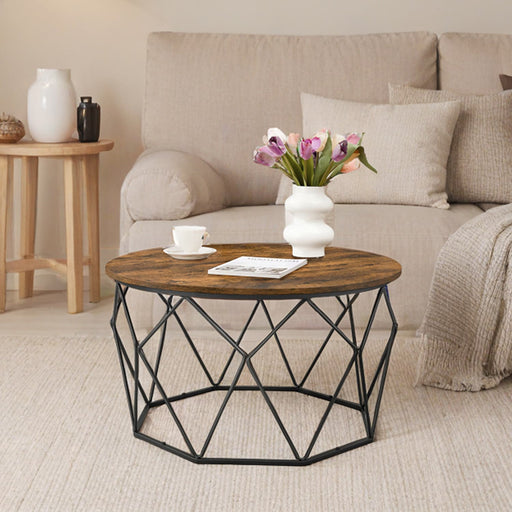 Round Coffee Table with Storage Shelf for Living Room or Bedroom by Vasagle