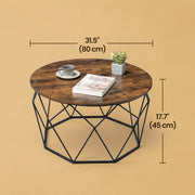 Round Coffee Table with Storage Shelf for Living Room or Bedroom by Vasagle