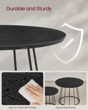 Set of 2 Round Nesting Side Tables for Living Room or Bedroom by Vasagle