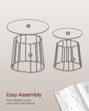 Set of 2 Round Nesting Side Tables for Living Room or Bedroom by Vasagle