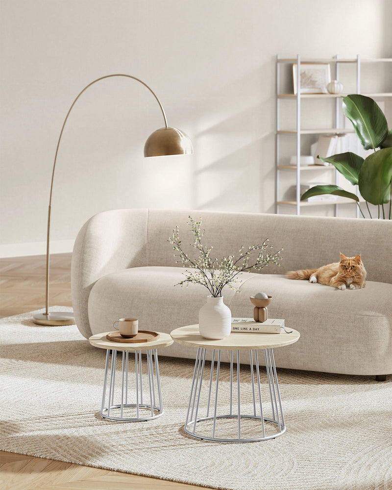 Set of 2 Modern Round Coffee Tables for Living Room by Vasagle