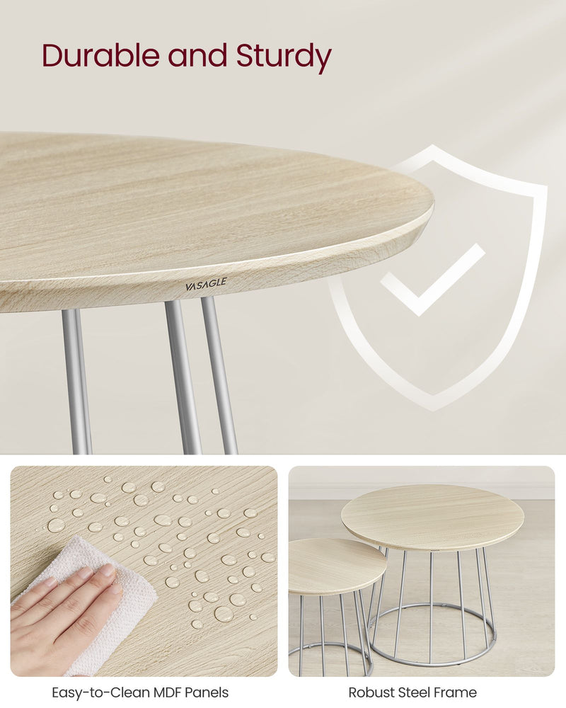 Set of 2 Modern Round Coffee Tables for Living Room by Vasagle