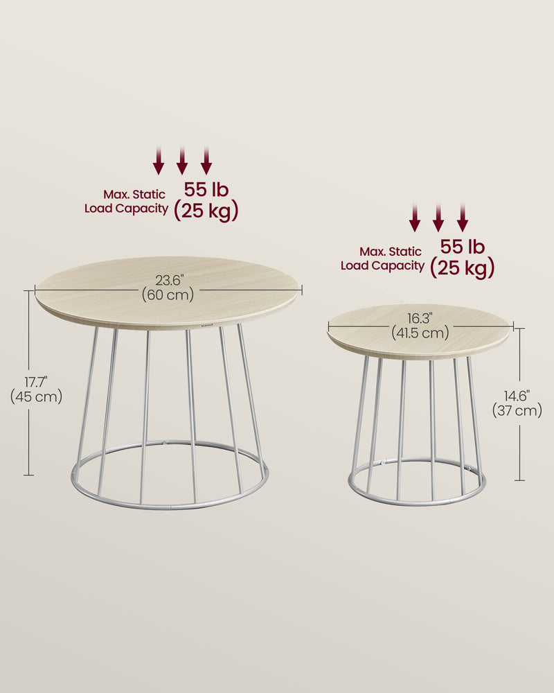 Set of 2 Modern Round Coffee Tables for Living Room by Vasagle