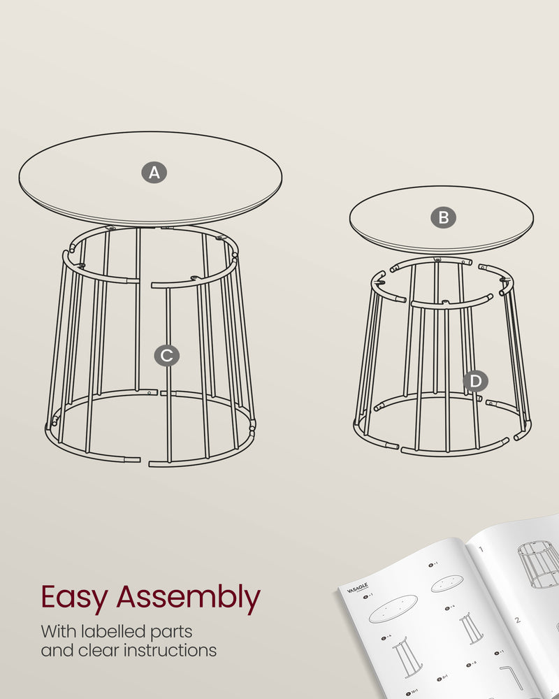 Set of 2 Modern Round Coffee Tables for Living Room by Vasagle