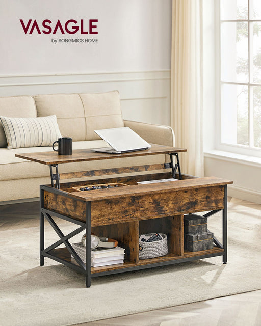 Lift Top Coffee Table with Hidden Storage and Adjustable Tabletop for Living Room by Vasagle