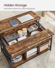 Lift Top Coffee Table with Hidden Storage and Adjustable Tabletop for Living Room by Vasagle