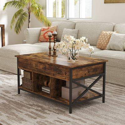 Lift Top Coffee Table with Hidden Storage and Open Shelf for Living Room by Vasagle