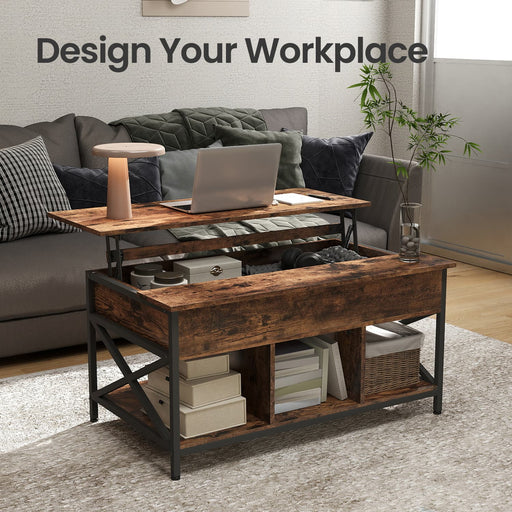 Lift Top Coffee Table with Hidden Storage and Open Shelf for Living Room by Vasagle