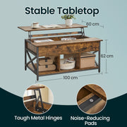 Lift Top Coffee Table with Hidden Storage and Open Shelf for Living Room by Vasagle