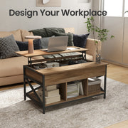 Lift Top Coffee Table with Hidden and Open Storage X Frame Design for Living Room by Vasagle