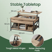 Lift Top Coffee Table with Hidden and Open Storage X Frame Design for Living Room by Vasagle