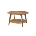 Round Wooden Coffee Table With Shelf For Living Room VASAGLE