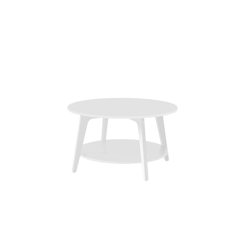 Snow White Round Coffee Table with Storage Shelf 80 x 45 cm for Living Room by Vasagle