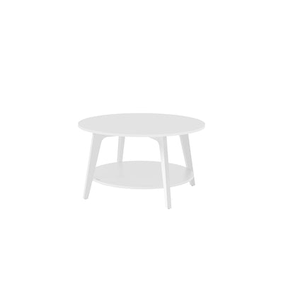 Snow White Round Coffee Table with Storage Shelf 80 x 45 cm for Living Room by Vasagle