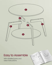 Snow White Round Coffee Table with Storage Shelf 80 x 45 cm for Living Room by Vasagle