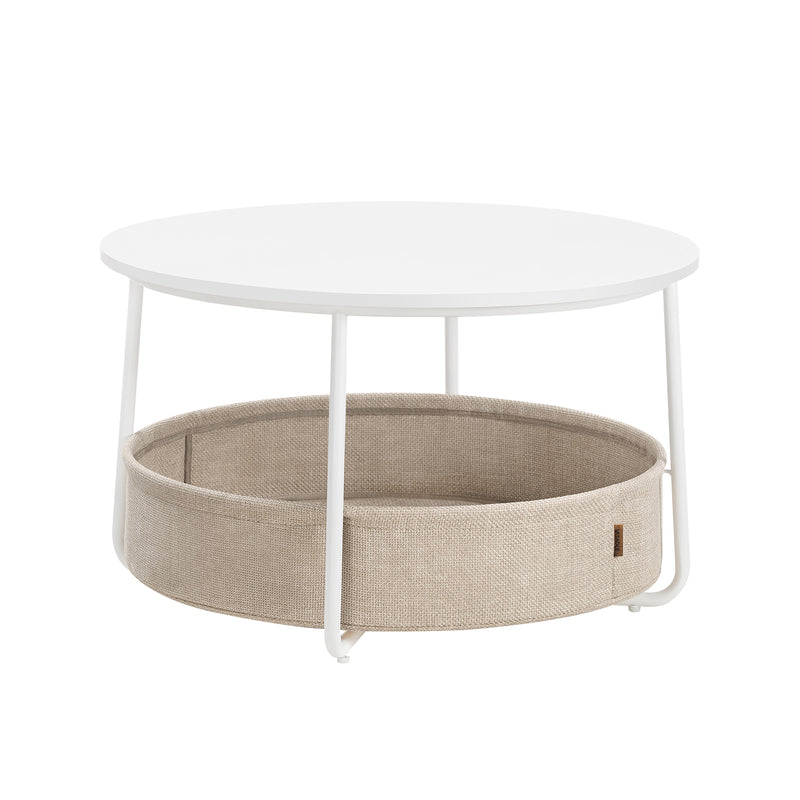 Round Coffee Table with Storage Shelf for Living Room Space Saving Design by Vasagle