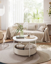 Round Coffee Table with Storage Shelf for Living Room Space Saving Design by Vasagle