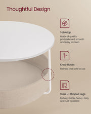 Round Coffee Table with Storage Shelf for Living Room Space Saving Design by Vasagle